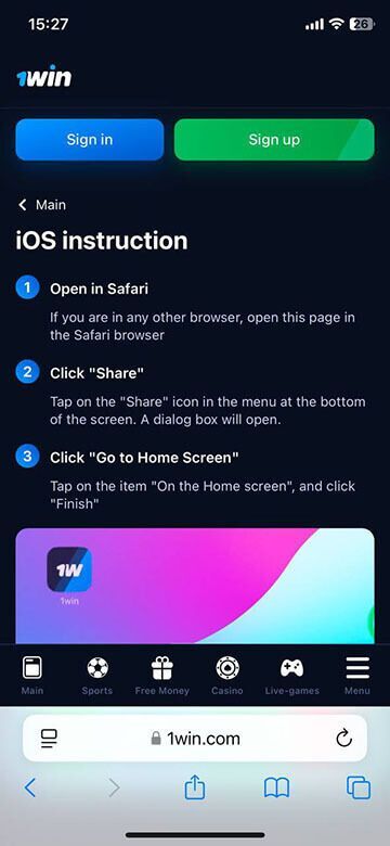 1win ios instruction 1win ios instruction