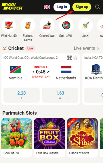 parimatch sign up ios